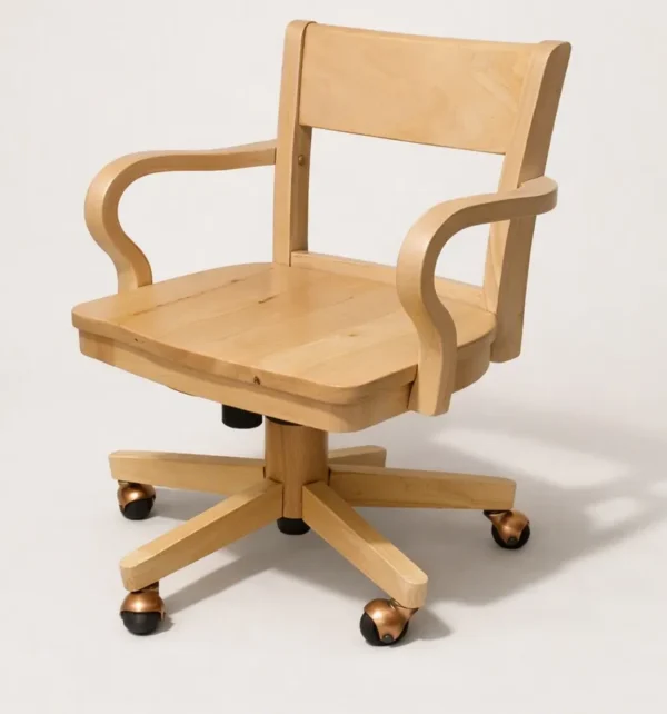 Silla de despacho giratoria de madera natural